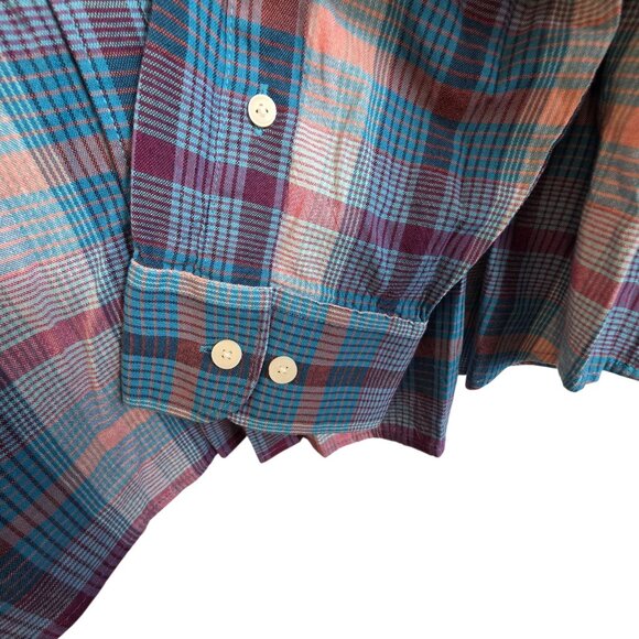 Original Penguin Shirt Mens 2XL Blue Pink Plaid Button Down Mosaic EcoVero Logo - Picture 5 of 16